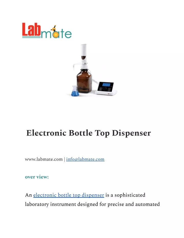 electronic bottle top dispenser