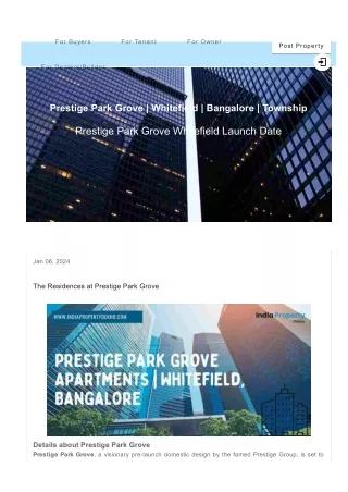 Prestige Park Grove Apartments | Whitefield, Bangalore