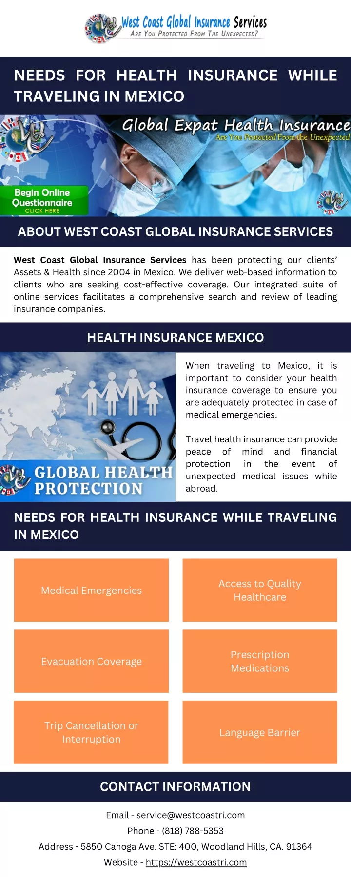 needs for health insurance while traveling