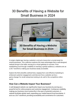 30 Benefits of Having a Website for Small Business in 2024