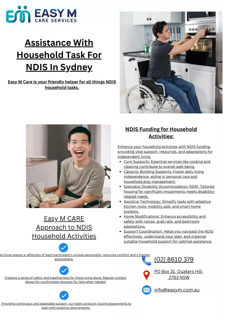 assistance with household task for ndis in sydney