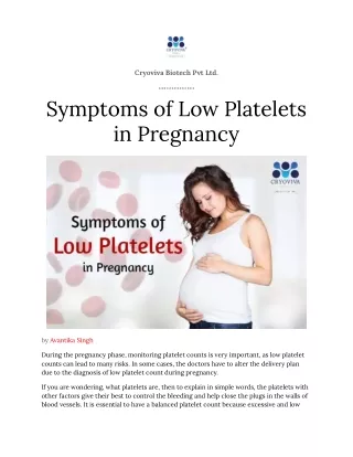 Symptoms of Low Platelets in Pregnancy