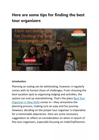 here are some tips for finding the best tour