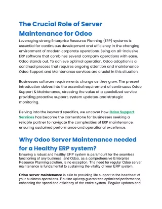 Get Odoo ERP server maintenance: Boost business productivity