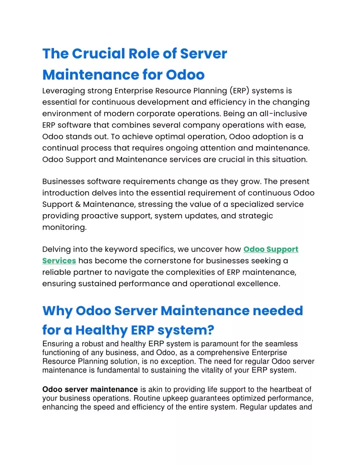 the crucial role of server maintenance for odoo