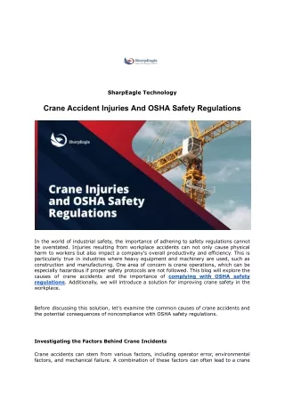Crane Accident Injuries And OSHA Safety Regulations