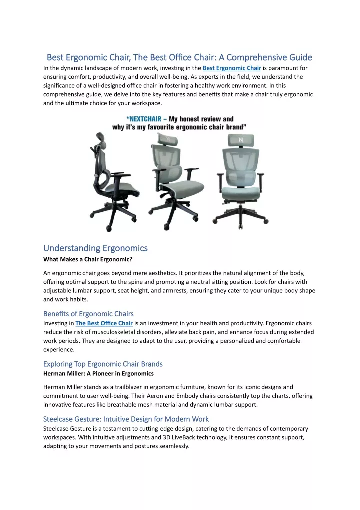 best ergonomic chair the best office chair