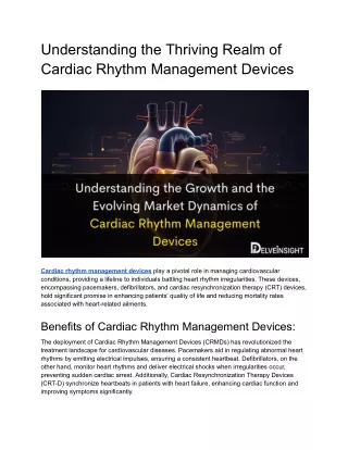 Understanding the Growth and the Evolving Market Dynamics of Cardiac Rhythm Management Devices
