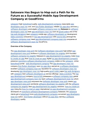 Sataware Has Begun to Map out a Path for Its Future as a Successful Mobile App Development Company at GoodFirms.docx