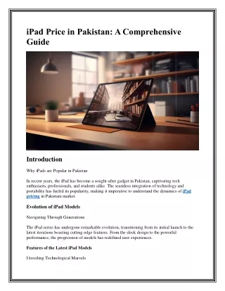 ipad price in pakistan a comprehensive guide
