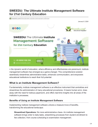 SWEEDU The Ultimate Institute Management Software for 21st Century Education
