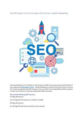 Top SEO Expert in Pune Provides SEO Services at Saletify Marketing