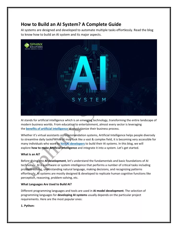 PPT How To Build An AI System A Complete Guide PowerPoint 