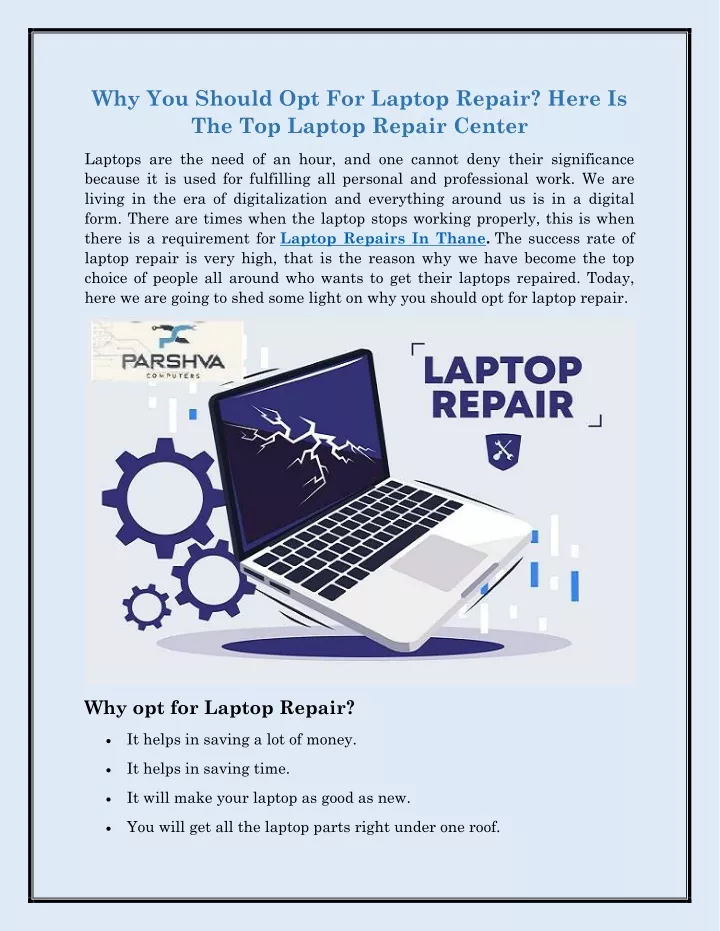 why you should opt for laptop repair here
