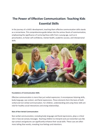 The Power of Effective Communication_ Teaching Kids Essential Skills