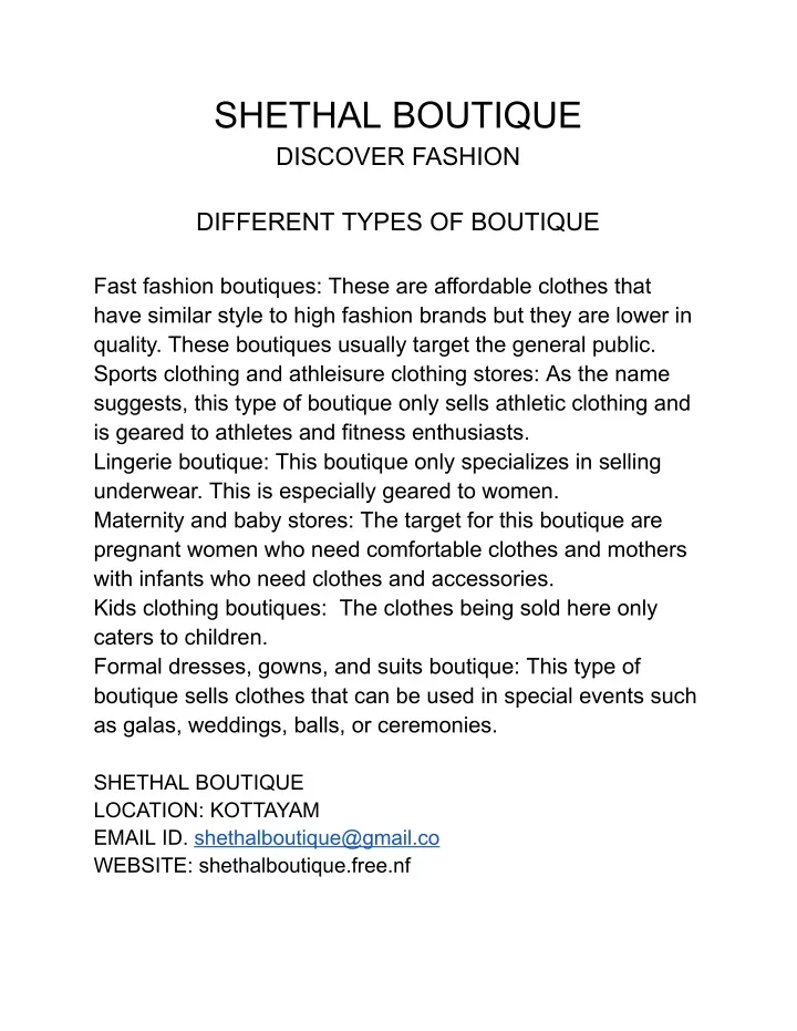 shethal boutique discover fashion