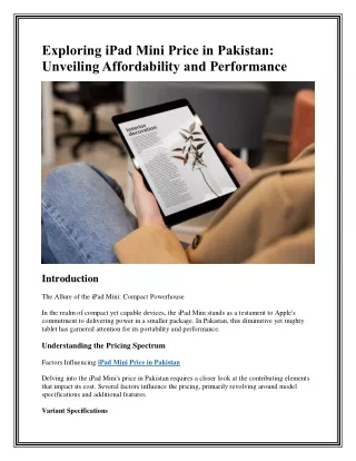 exploring ipad mini price in pakistan unveiling