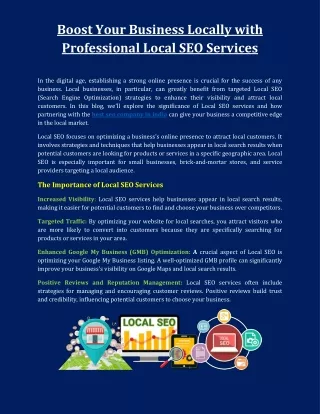 Boost Your Business Locally with Professional Local SEO Services