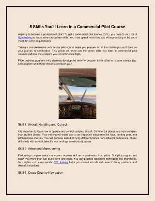 5 Skills You'll Learn in a Commercial Pilot Course