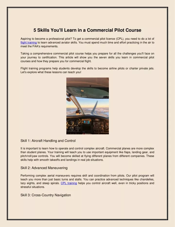 5 skills you ll learn in a commercial pilot course