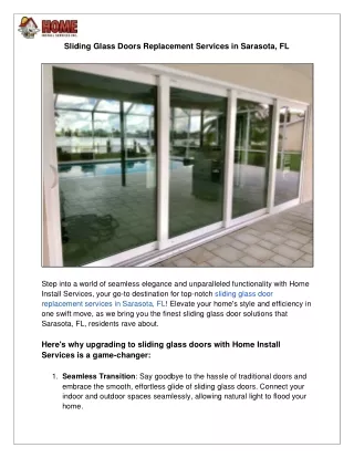 Sliding Glass Doors Replacement Services in Sarasota, FL