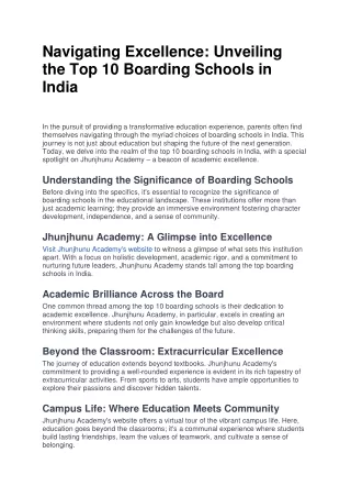 Top 10 Boarding Schools in India
