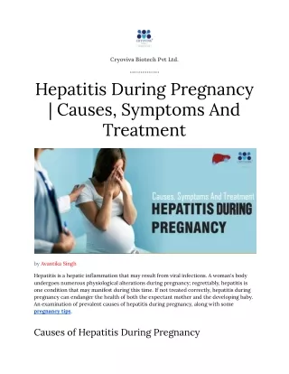 Hepatitis During Pregnancy | Causes, Symptoms And Treatment