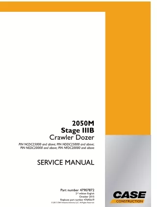 CASE 2050M Stage IIIB Crawler Dozer Service Repair Manual (PIN NDDC25000 and above)