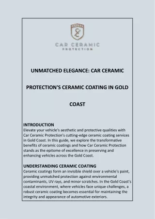 Ceramic Coating in Gold Coast by Car Ceramic Protection