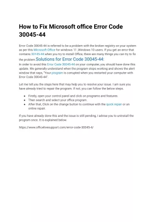 How to Fix Microsoft office Error Code 30045-44