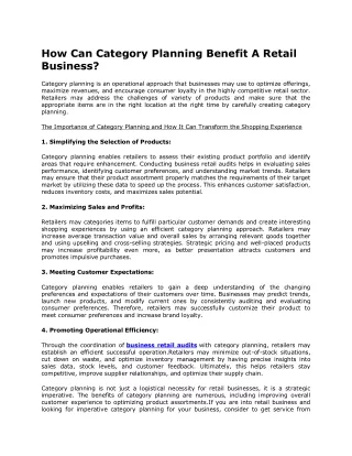 How Can Category Planning Benefit A Retail Business?