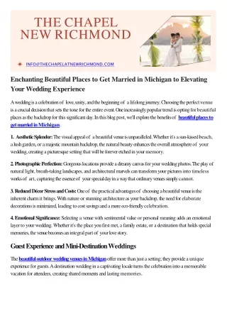 Enchanting Beautiful Places to Get Married in Michigan to Elevating Your Wedding Experience