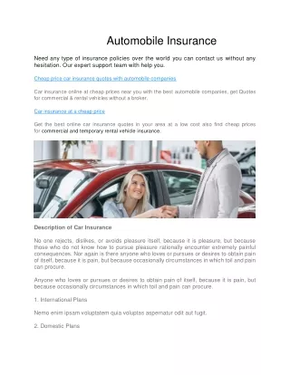 Automobile Insurance