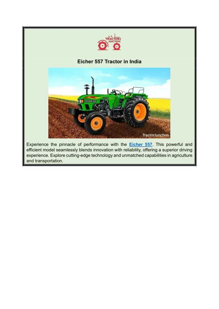 eicher 557 tractor in india