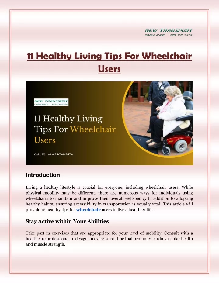 11 healthy living tips for wheelchair users