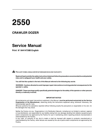 CASE 2550 Crawler Dozer Service Repair Manual