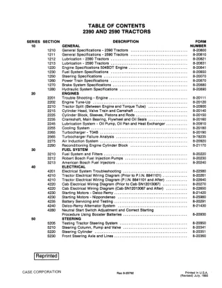 CASE 2590 Tractor Service Repair Manual