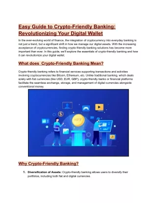 Easy Guide to Crypto-Friendly Banking_ Revolutionizing Your Digital Wallet