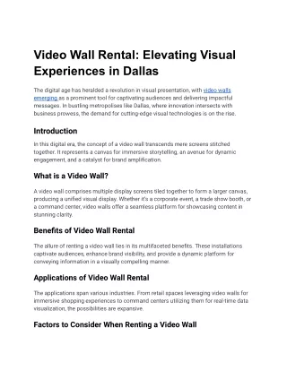 Video Wall Rental  DALLAS