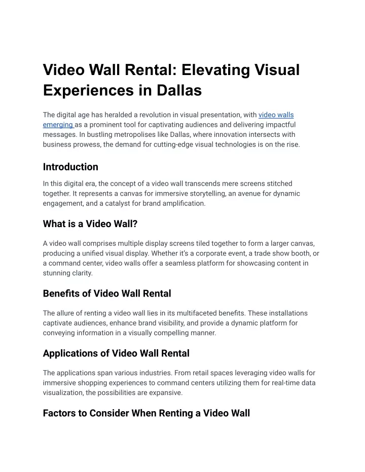video wall rental elevating visual experiences