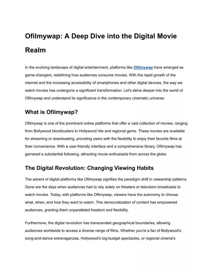 ofilmywap a deep dive into the digital movie