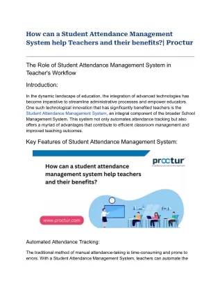 How can a Student Attendance Management System help Teachers and their benefits__ Proctur