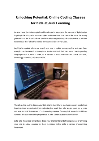 Unlocking Potential_ Online Coding Classes for Kids at Juni Learning
