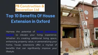 Top 10 Benefits of House Extension in Oxford