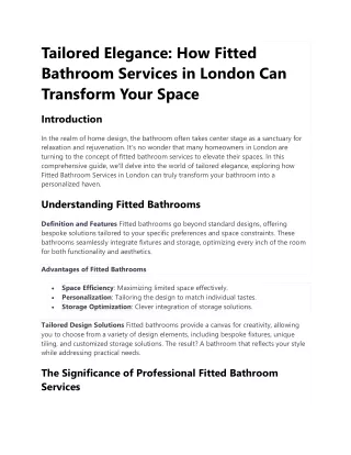 Tailored Elegance How Fitted Bathroom Services in London Can Transform Your Space