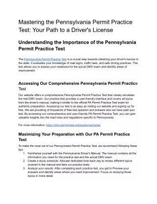 Pennsylvania Permit Practice Test