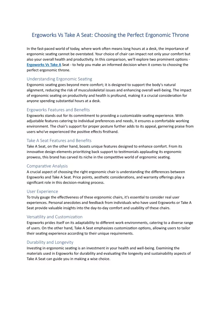 ergoworks vs take a seat choosing the perfect