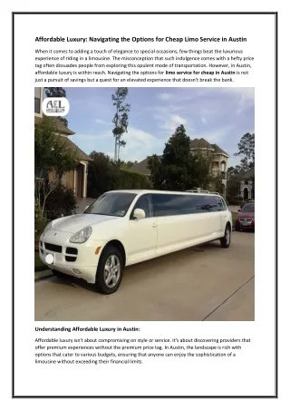 The Ultimate Guide to Finding Cheap Limo Service in Austin