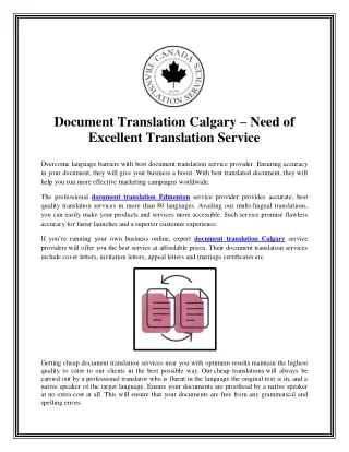 Document Translation Calgary – Need of Excellent Translation Service