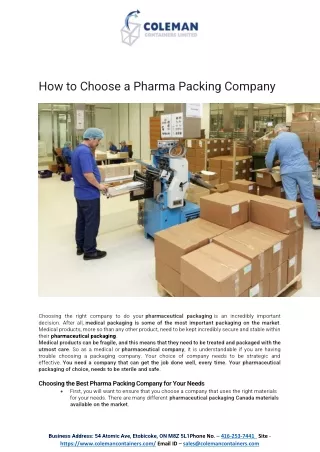 How to Choose a Pharma Packing Company
